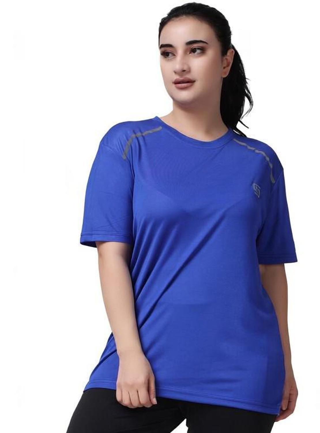 Image of KVETOO Women Printed Round Neck Polyester Multicolor T-Shirt