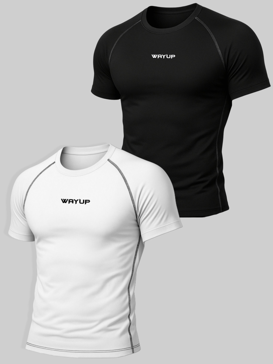 Image of NINQ Pack of 3 Men Solid Round Neck Nylon Black, Blue, White T-Shirt