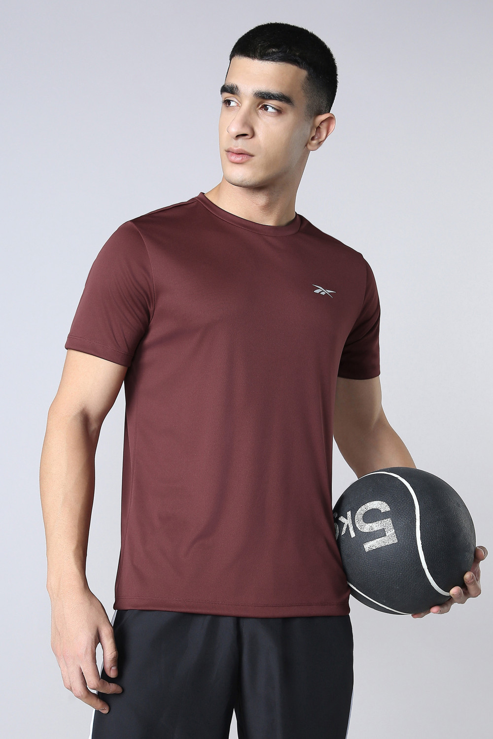 Image of PUMA Men Solid Crew Neck Cotton Blend Green T-Shirt