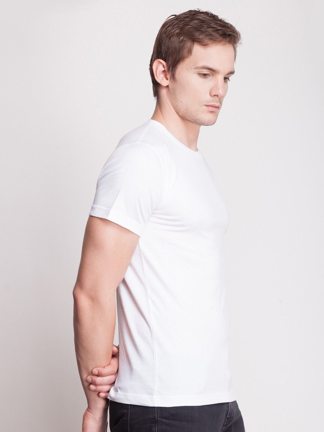 Image of Force NXT Pack of 2 Men Solid Round Neck Pure Cotton Blue, White T-Shirt