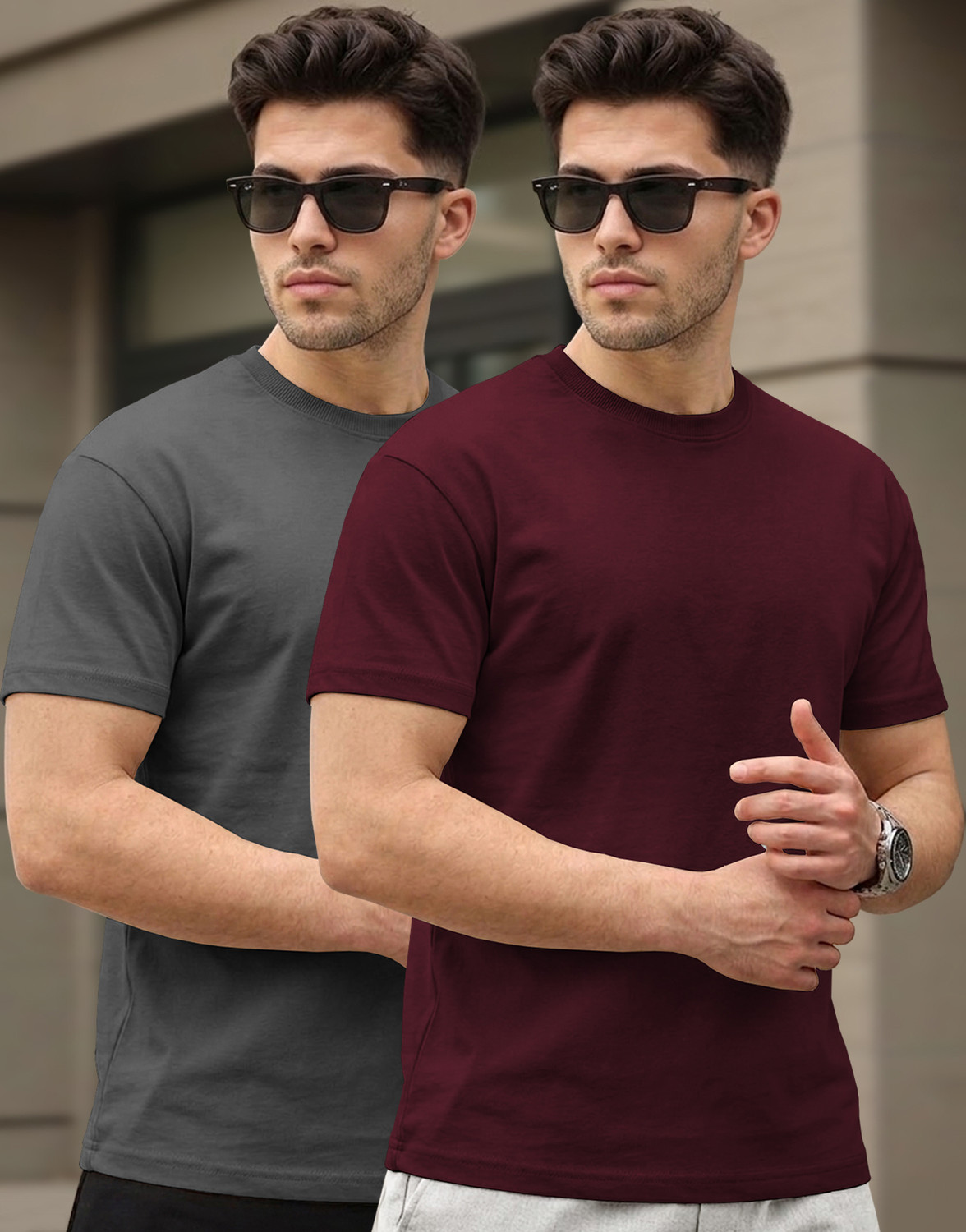 Image of Raj fashion Men Solid Polo Neck Reversible Cotton Blend Dark Green T-Shirt