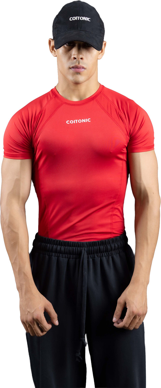COITONIC Men Red Round Neck Printed T-Shirt - Image 6