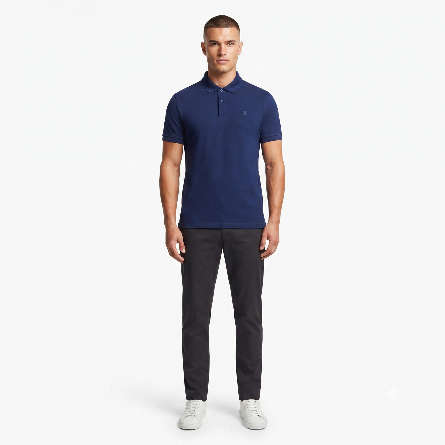 Image of TRIPR Men Solid Mandarin Collar Cotton Blend Dark Green T-Shirt