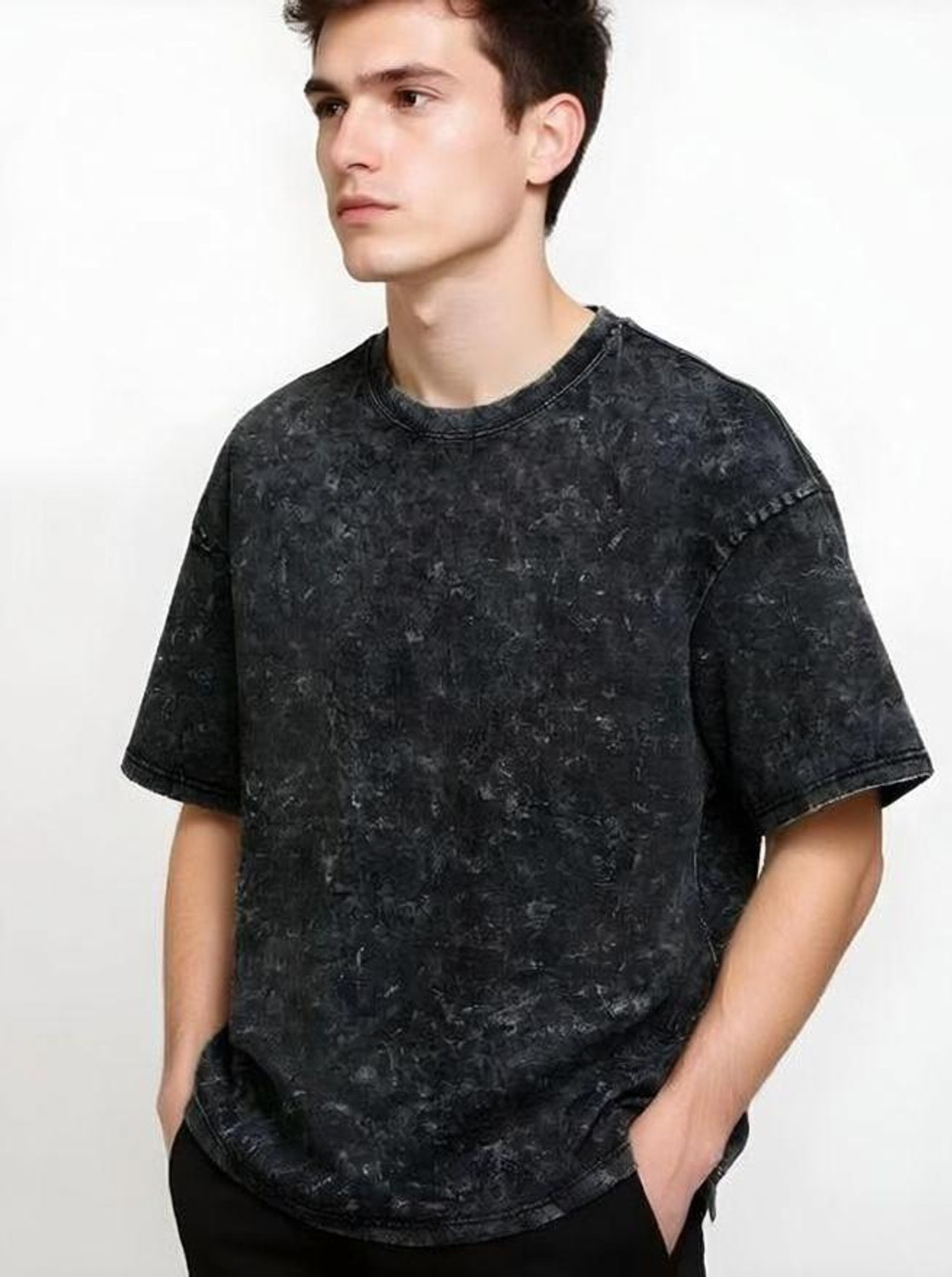 Image of Force Men Self Design Round Neck Polyester Beige T-Shirt