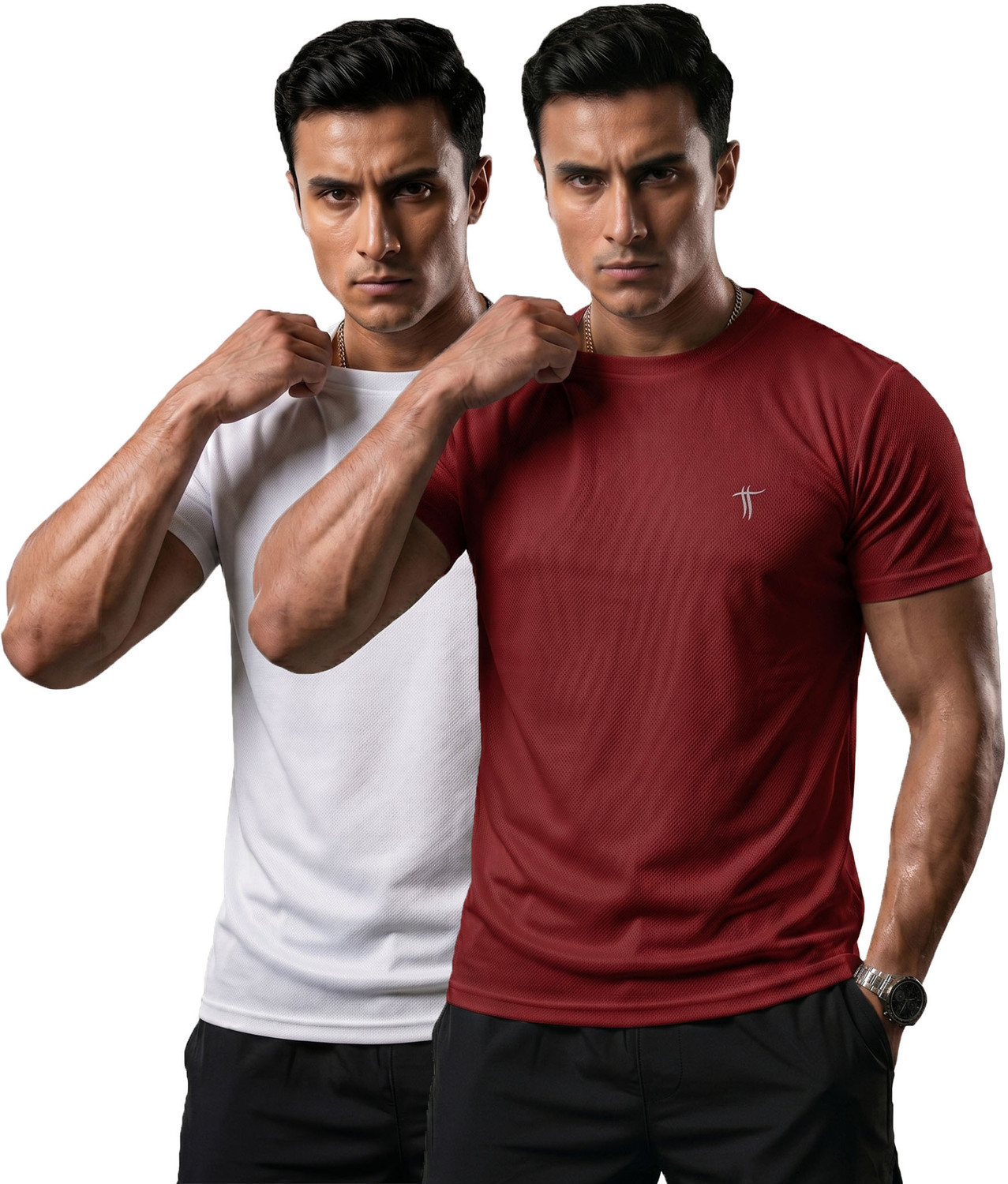 Image of Kyk Men Solid Round Neck Nylon Black T-Shirt