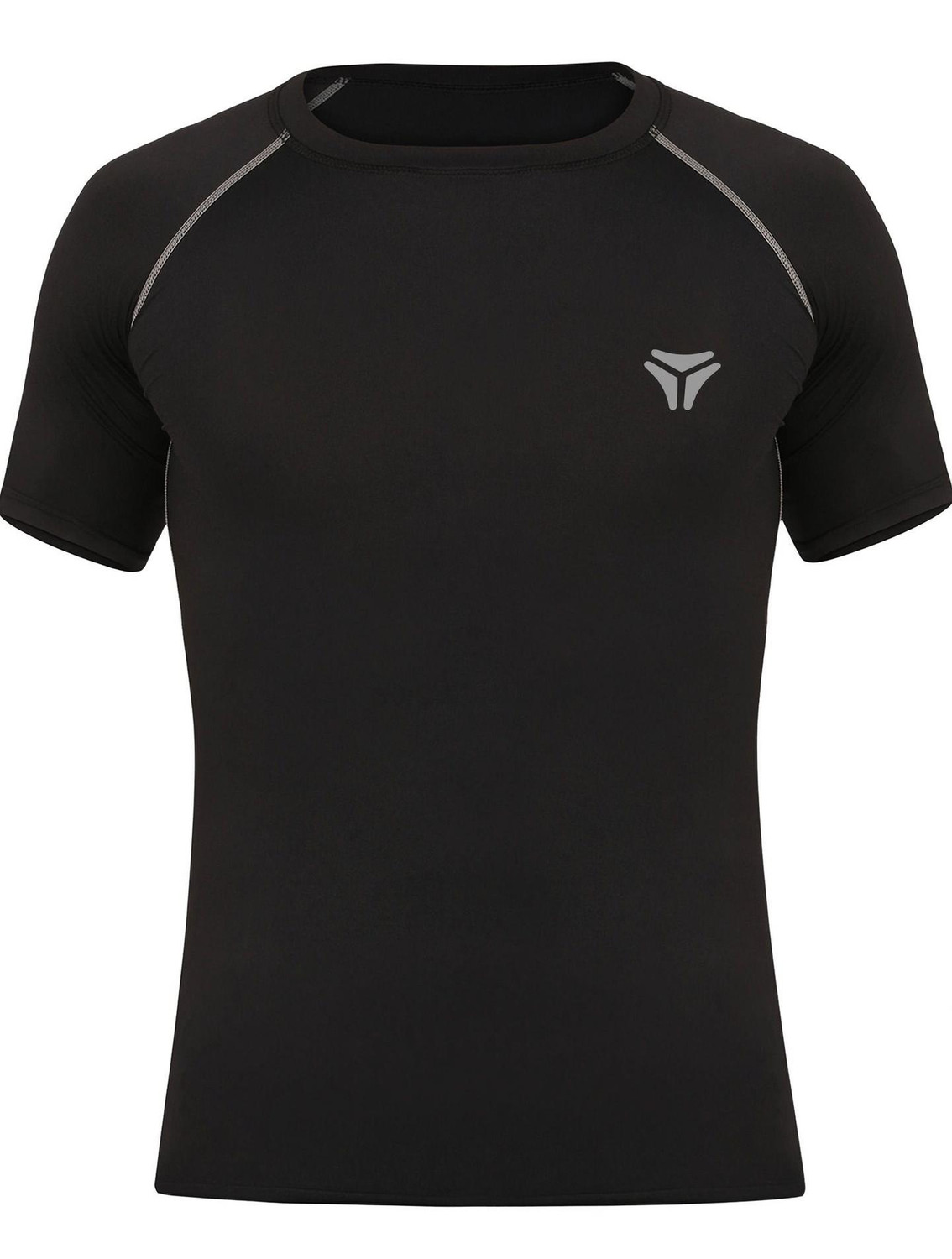 Image of NINQ Men Solid Round Neck Polyester Black T-Shirt