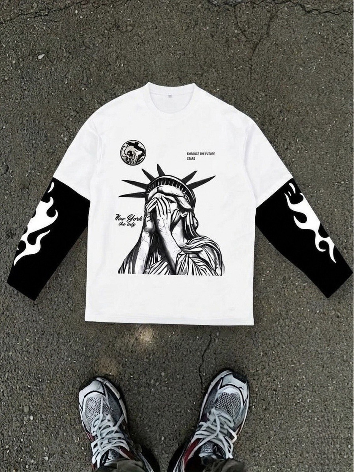 Eddicted Men White Cotton Blend T-Shirt - Image 1