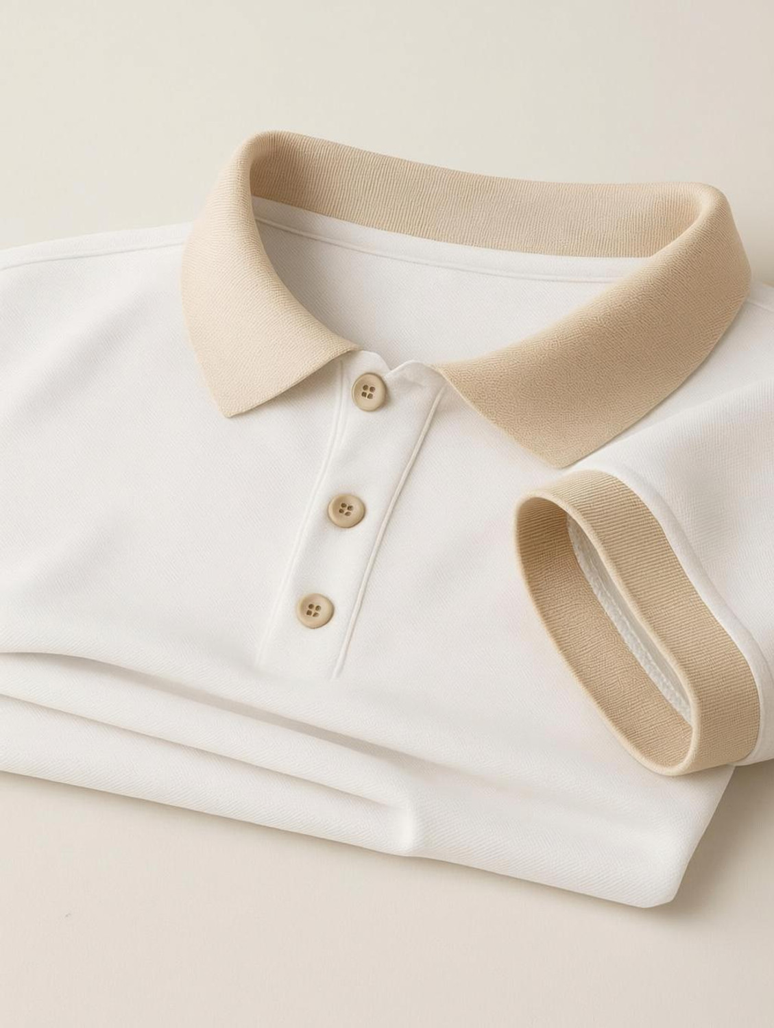 Image of Rikaro Men Solid Polo Neck Cotton Blend White T-Shirt