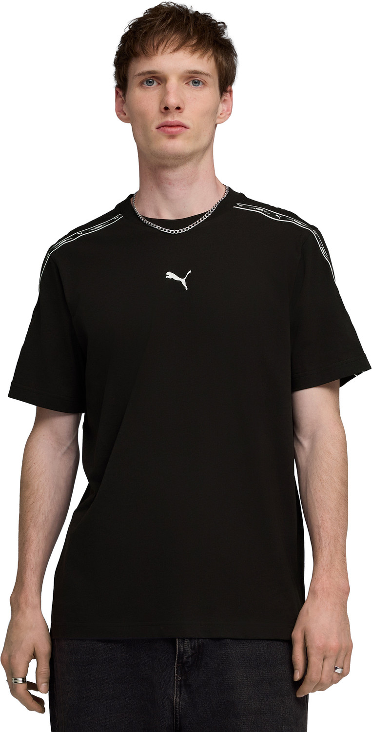 Image of PUMA Men Printed Crew Neck Pure Cotton White T-Shirt