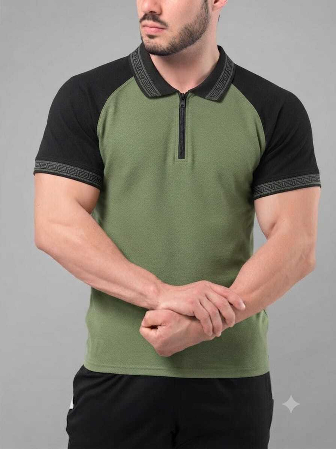 Image of HEPAKA Men Solid Round Neck Polyester Grey T-Shirt