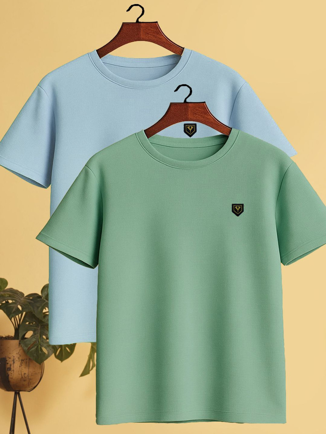 Yazole Men Light Blue, Light Green T-Shirt - Image 1
