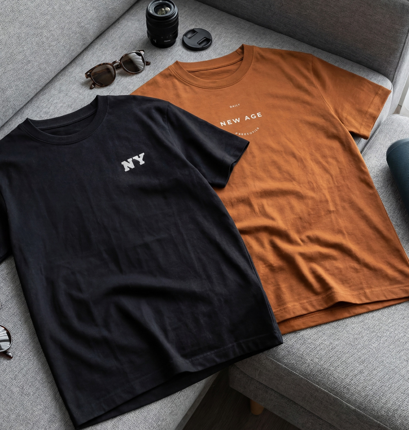 Image of FLYIND VOGUE OUTFIT Men Printed Round Neck Cotton Blend White, Brown T-Shirt