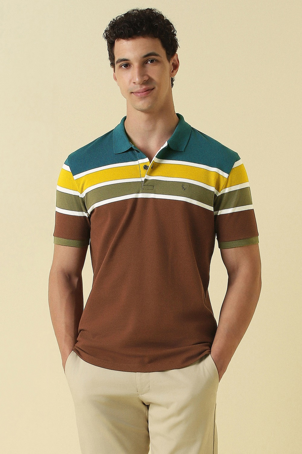 Image of PARX Men Solid Polo Neck Cotton Blend White T-Shirt