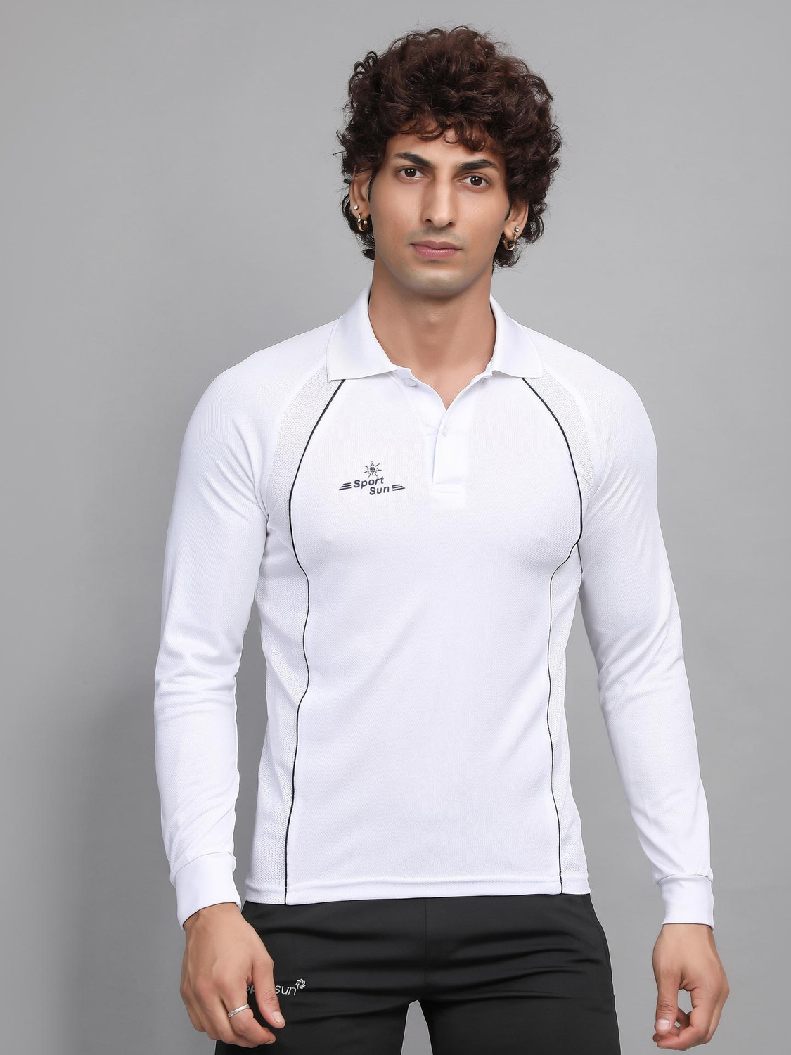 Image of PSAJRCY Men Solid Polo Neck Polyester White T-Shirt