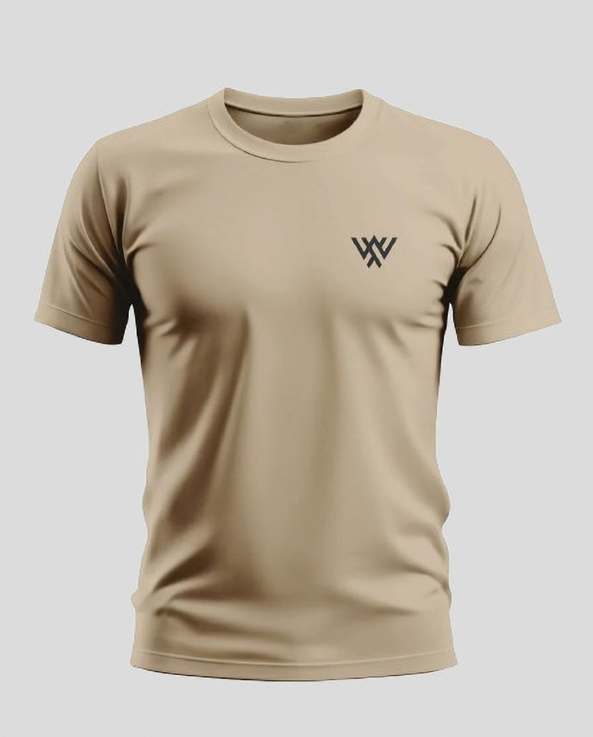 WARRIOR WORLD Men Printed Typography Round Neck Pure Cotton Beige - Image 1