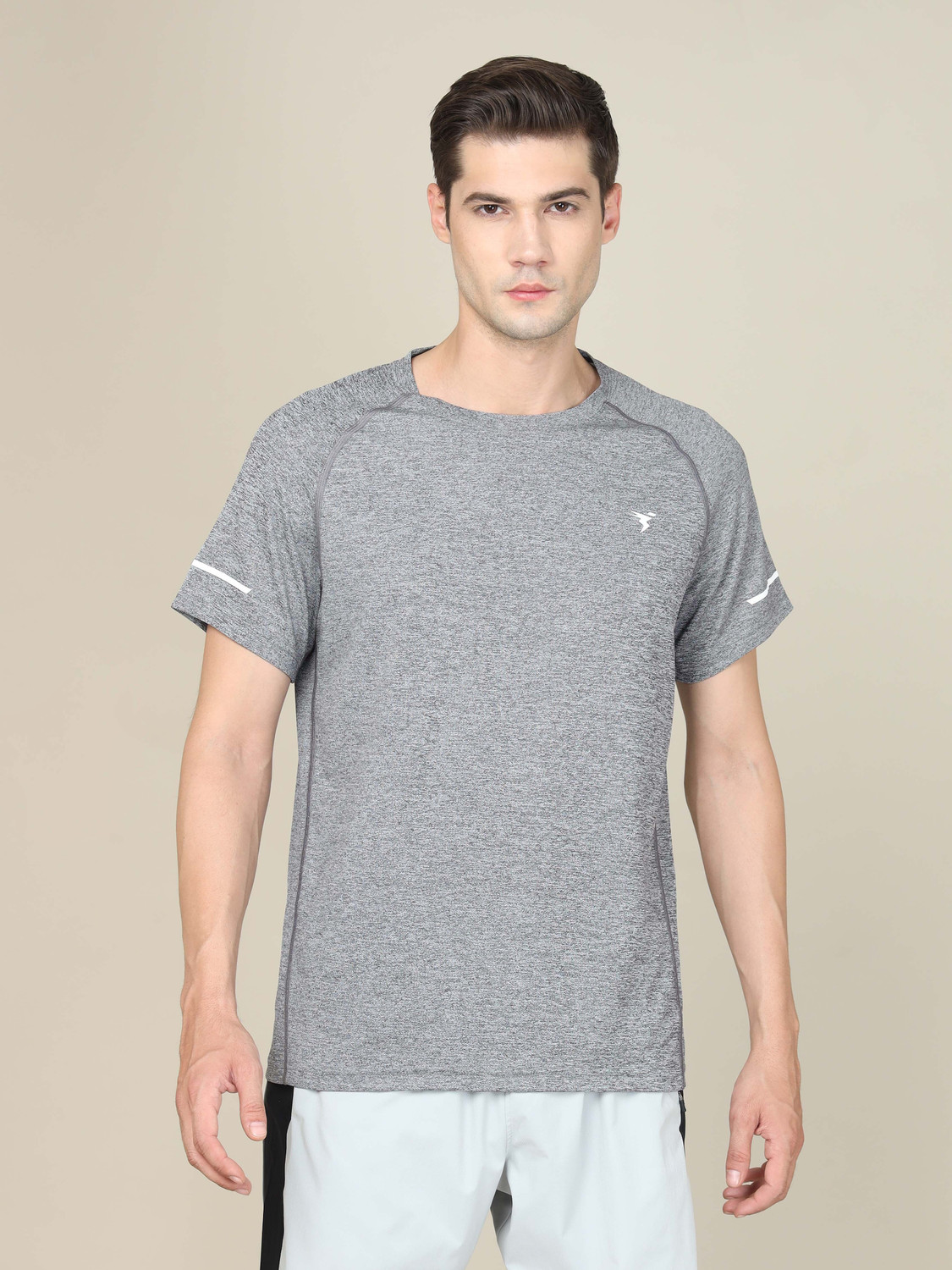 Image of Adrenex Men Solid Round Neck Polyester White T-Shirt