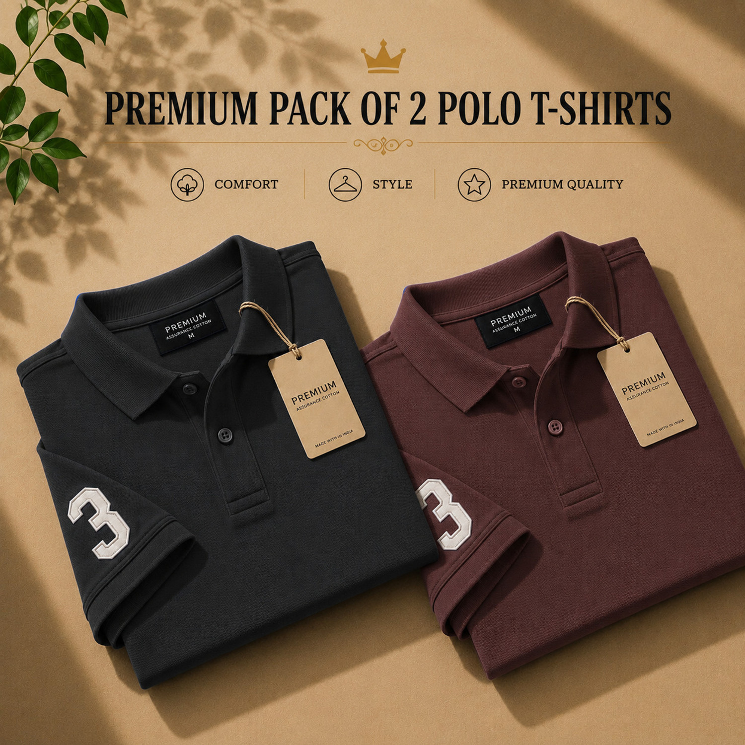 FREAKS Men Multicolor Polo Neck T-Shirt Pack of 2 - Image 1