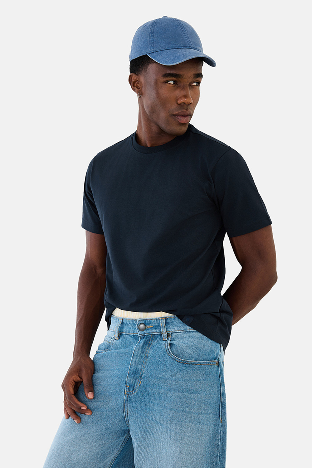 Image of Snitch Men Solid Polo Neck Pure Cotton Black T-Shirt