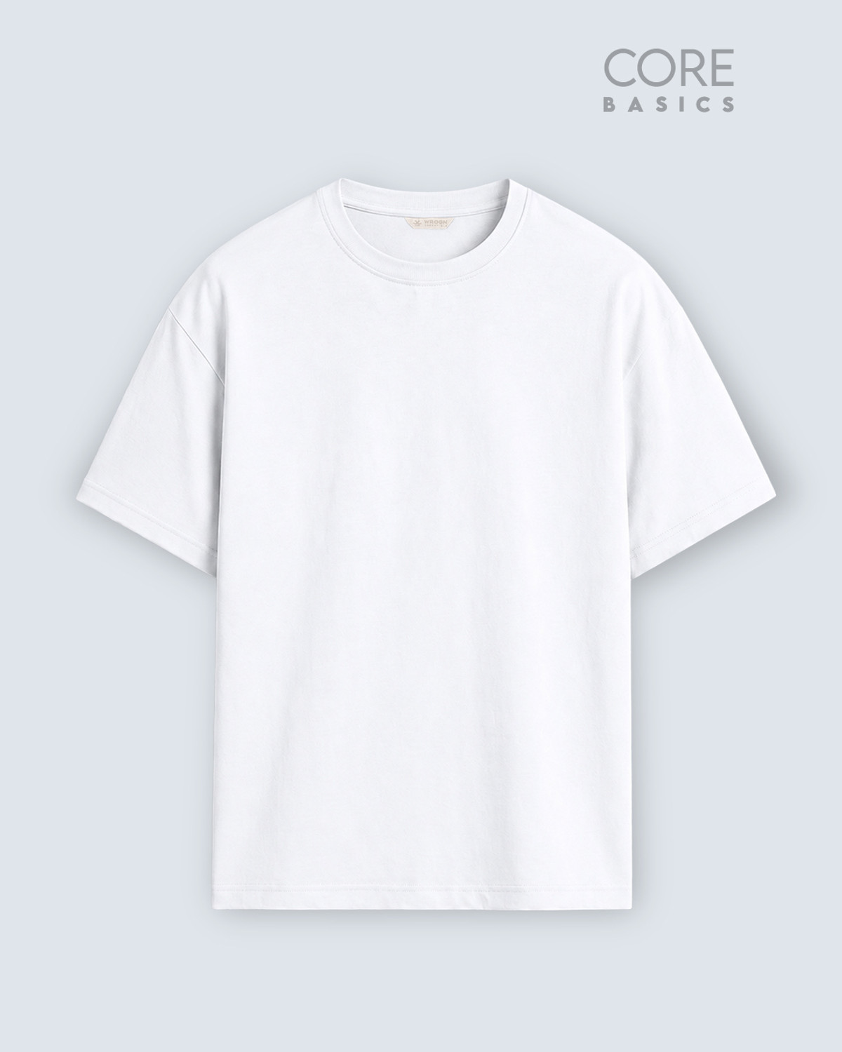 WROGN Men Solid Crew Neck Pure Cotton White T-Shirt - Image 1