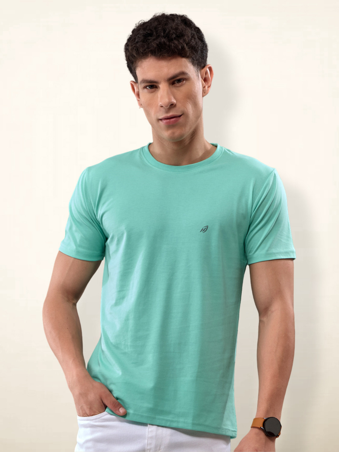 Image of Lux Nitro Pack of 2 Men Solid Round Neck Pure Cotton Multicolor T-Shirt