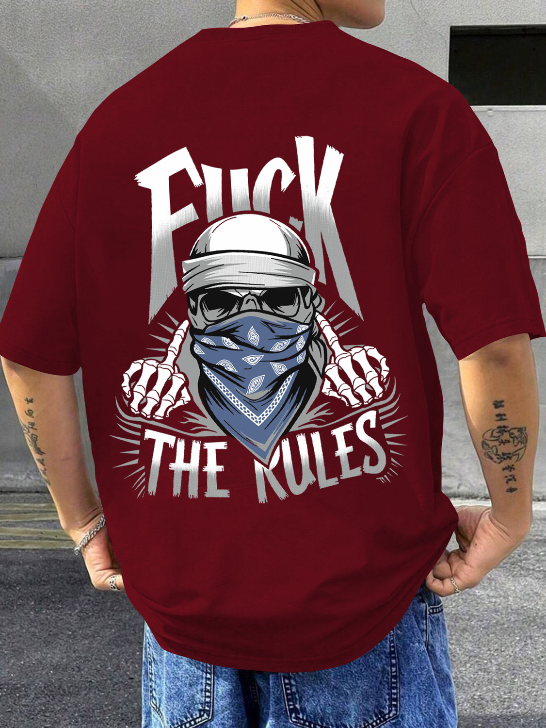 Image of Manly Tees Men Printed Round Neck Cotton Blend Dark Blue T-Shirt