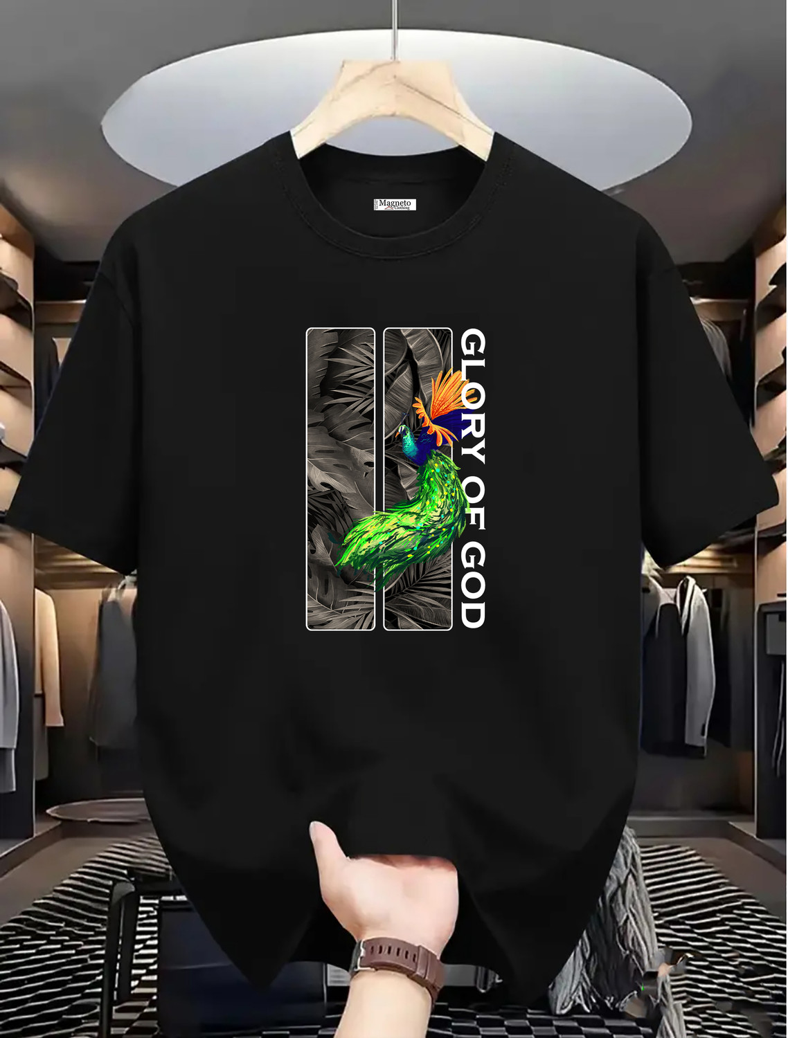 Image of Magneto Men Solid Polo Neck Pure Cotton Green T-Shirt