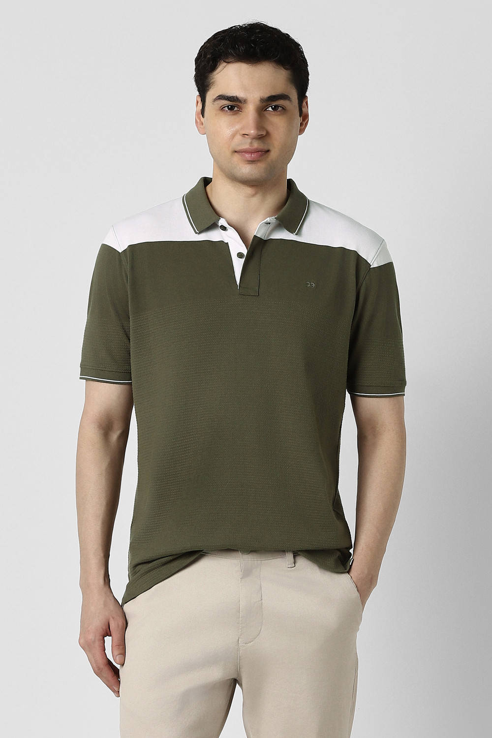 PETER ENGLAND Colorblock Men Polo Neck Green T-Shirt