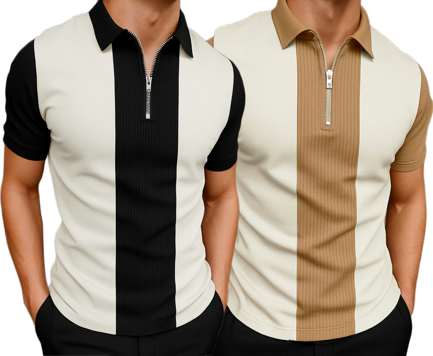 Image of MANIAC Men Solid Polo Neck Pure Cotton Black T-Shirt