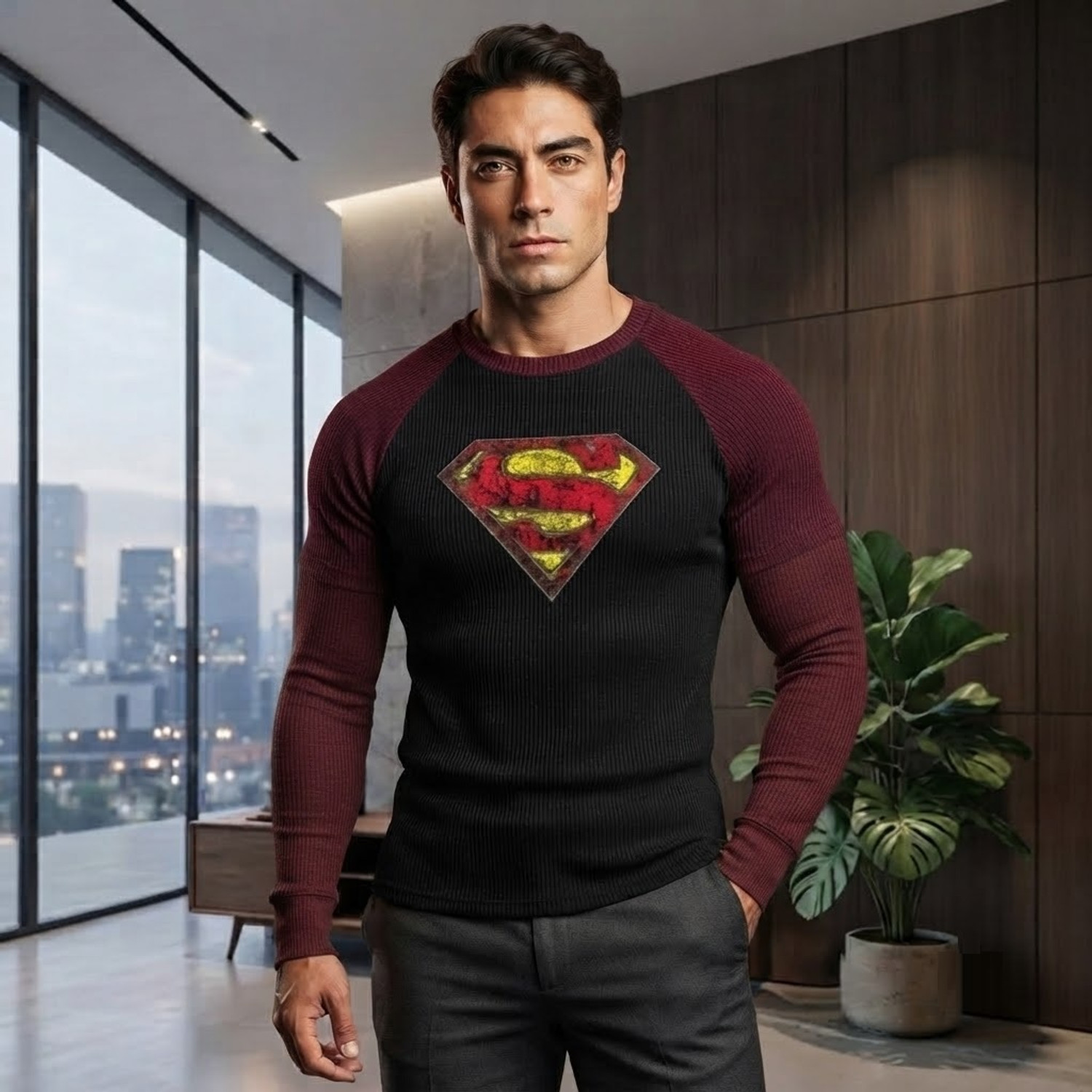 Men Maroon Cotton Blend Round Neck T-Shirt - Image 1