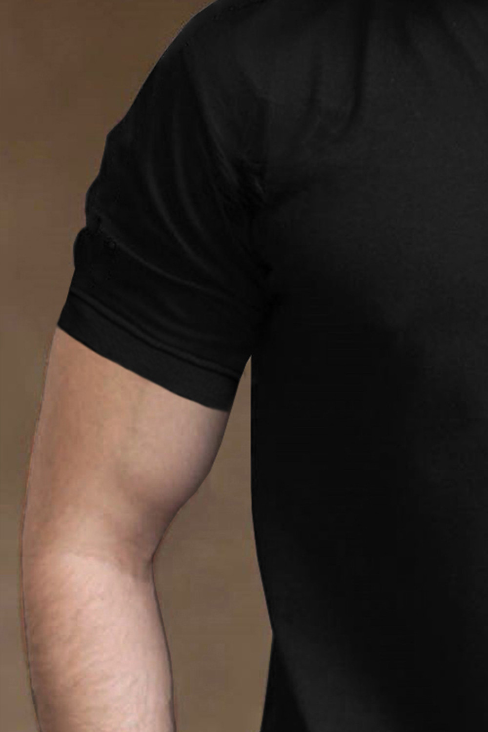 Image of TRIPR Men Solid Mandarin Collar Cotton Blend Black T-Shirt