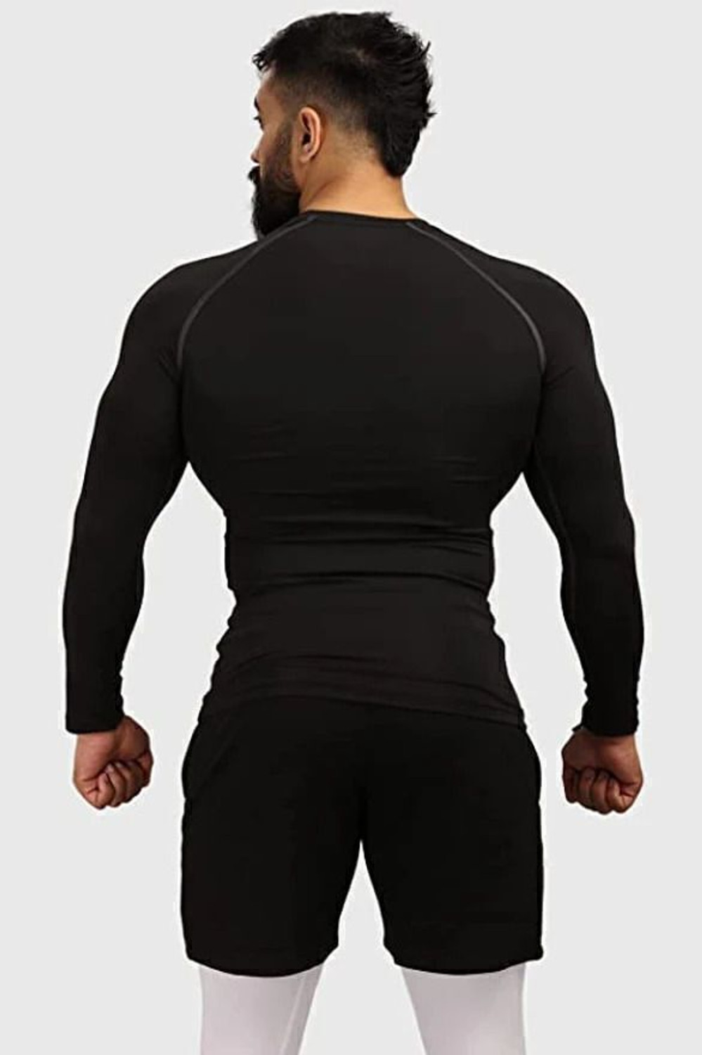 Image of NINQ Men Solid Round Neck Nylon Black T-Shirt