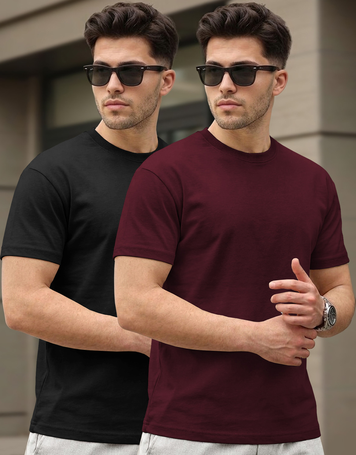 Image of Raj fashion Men Solid Polo Neck Reversible Cotton Blend Dark Green T-Shirt