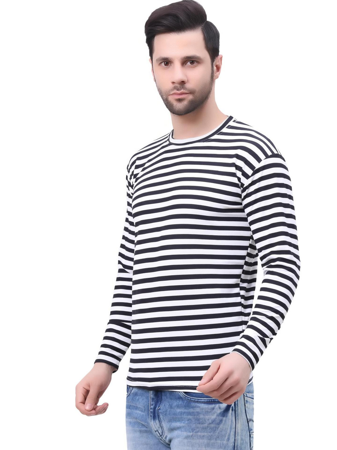Image of AD2CART Men Printed Round Neck Polycotton Navy Blue T-Shirt