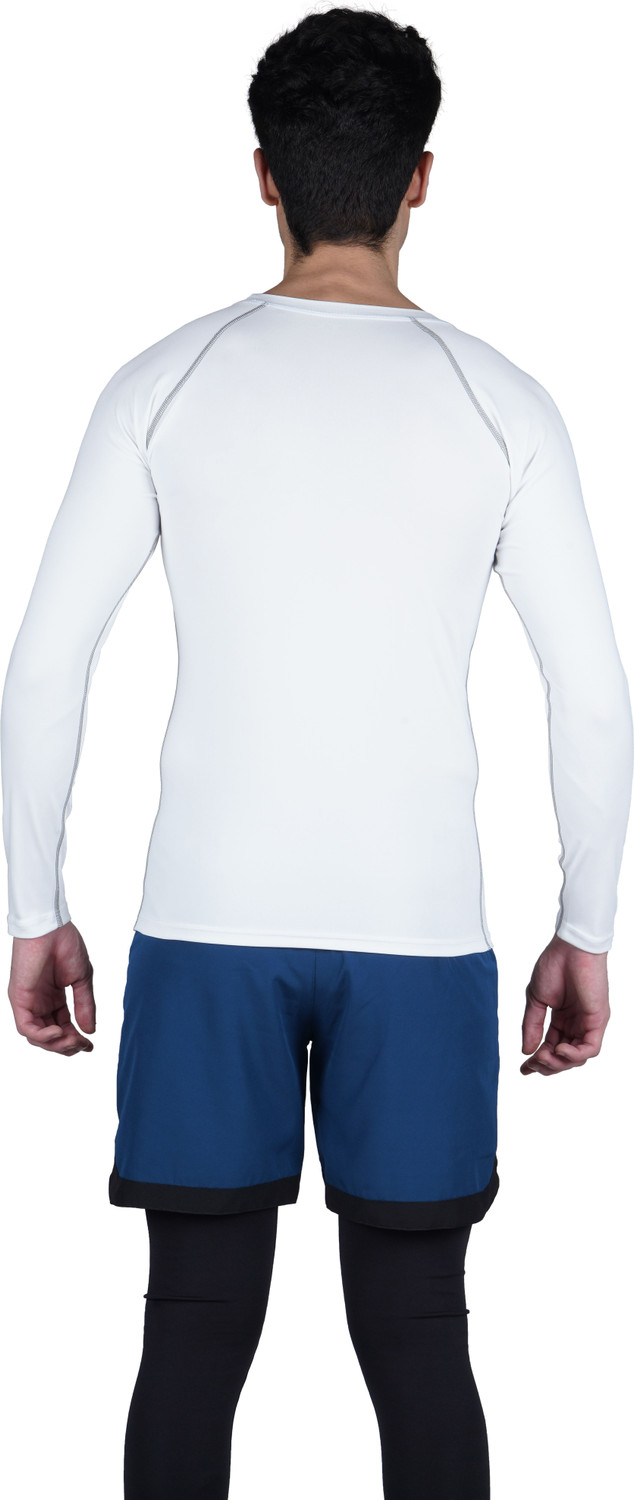 Image of NINQ Men Solid Round Neck Nylon White T-Shirt