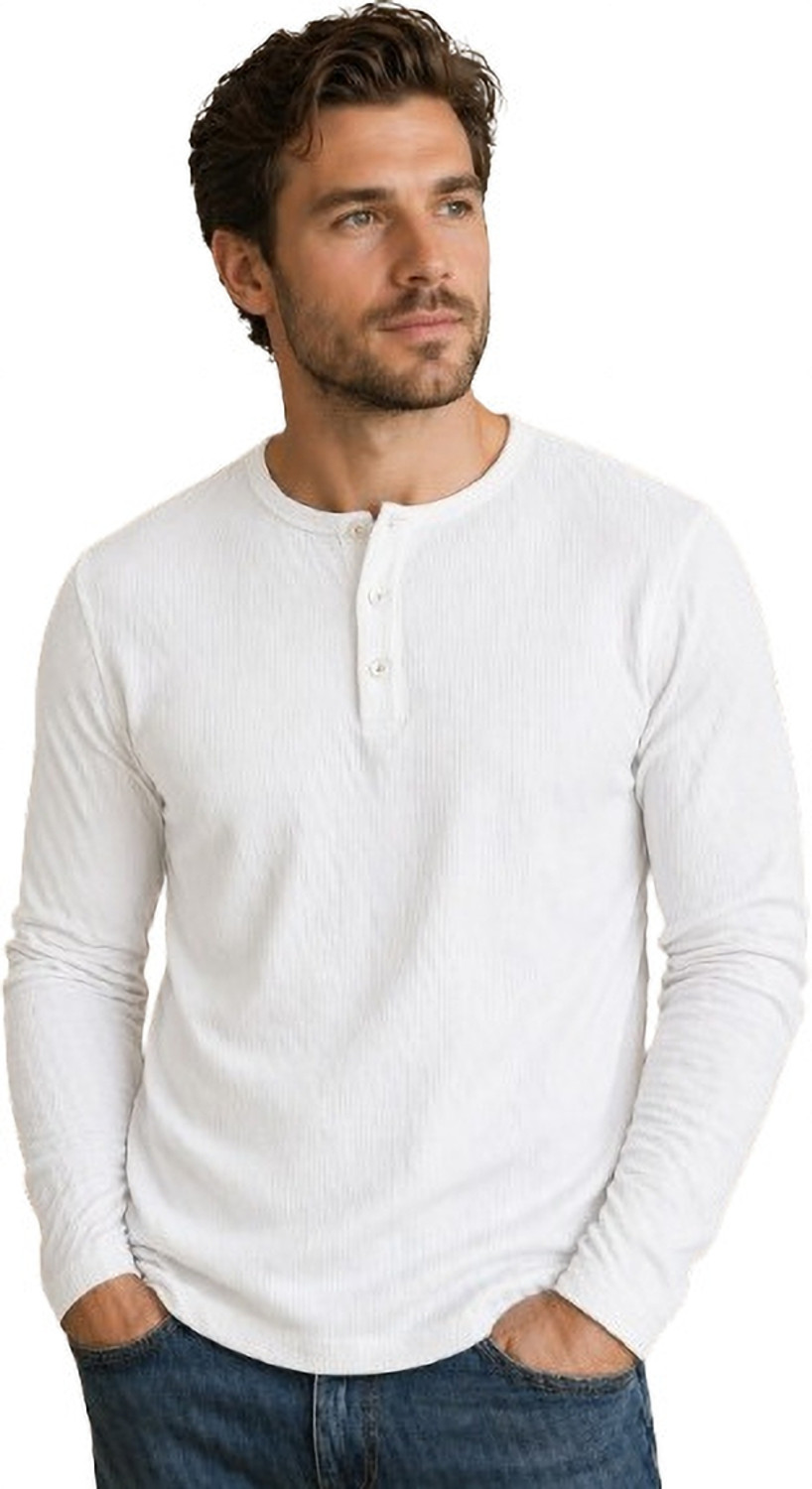 Image of The Modern Soul Men Solid Henley Neck Cotton Blend White T-Shirt