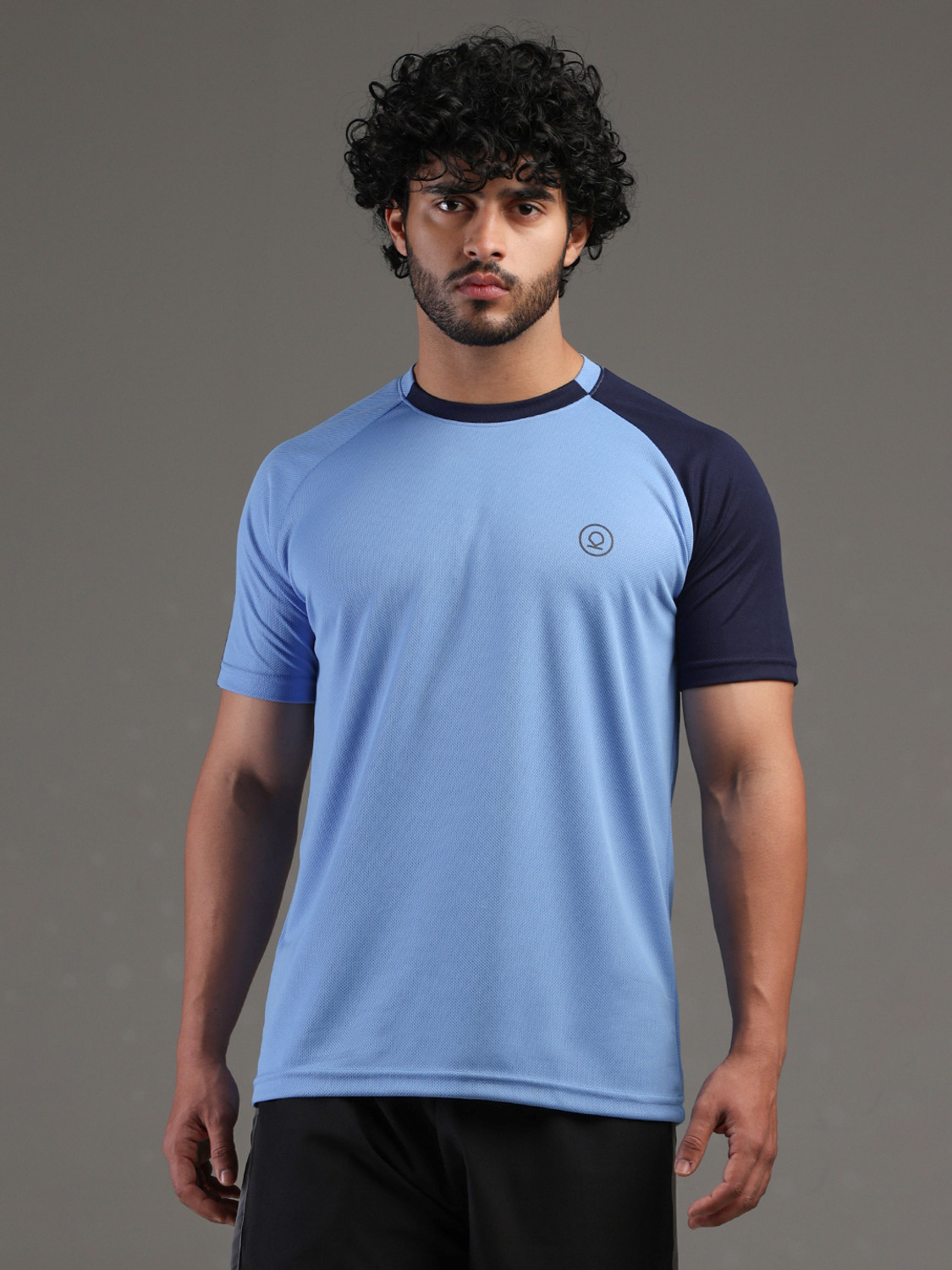Image of HEPAKA Men Solid Round Neck Polyester Grey T-Shirt