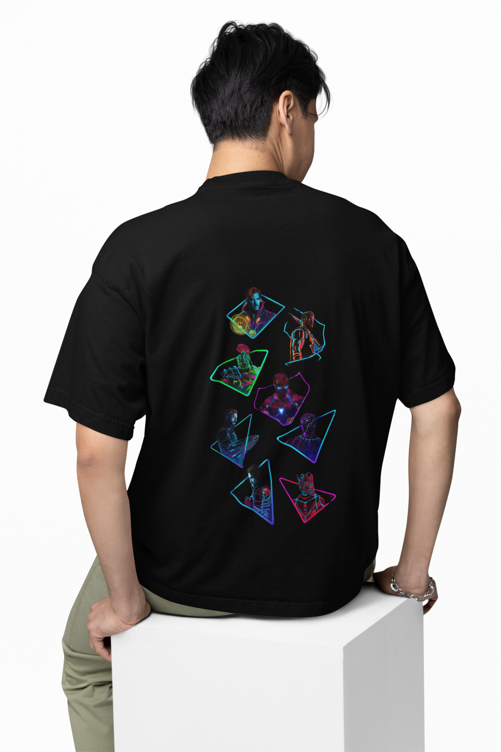 Image of DarkWhite Men Graphic Print Round Neck Pure Cotton Black T-Shirt