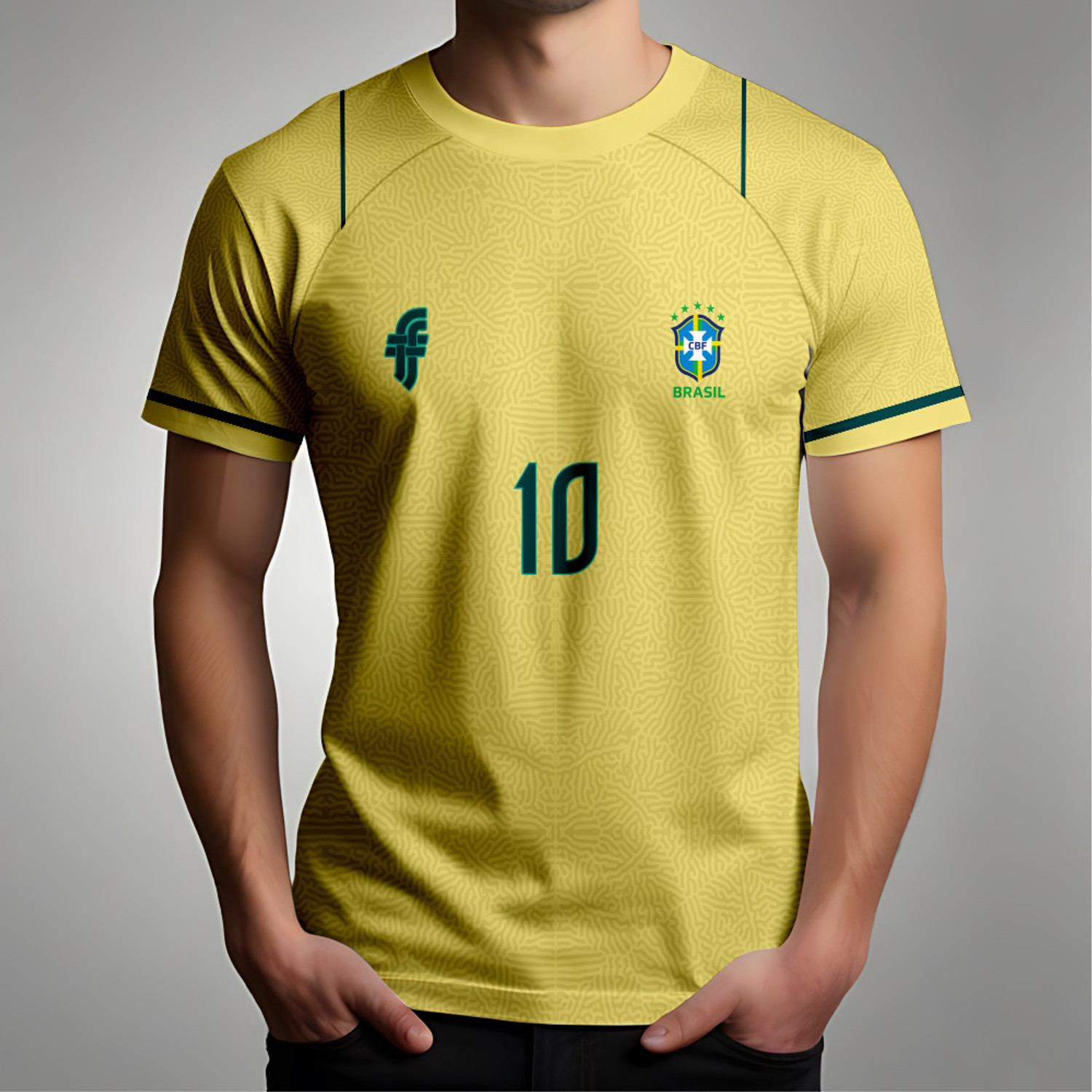 Image of Krivox Men Self Design Mandarin Collar Polyester Yellow T-Shirt