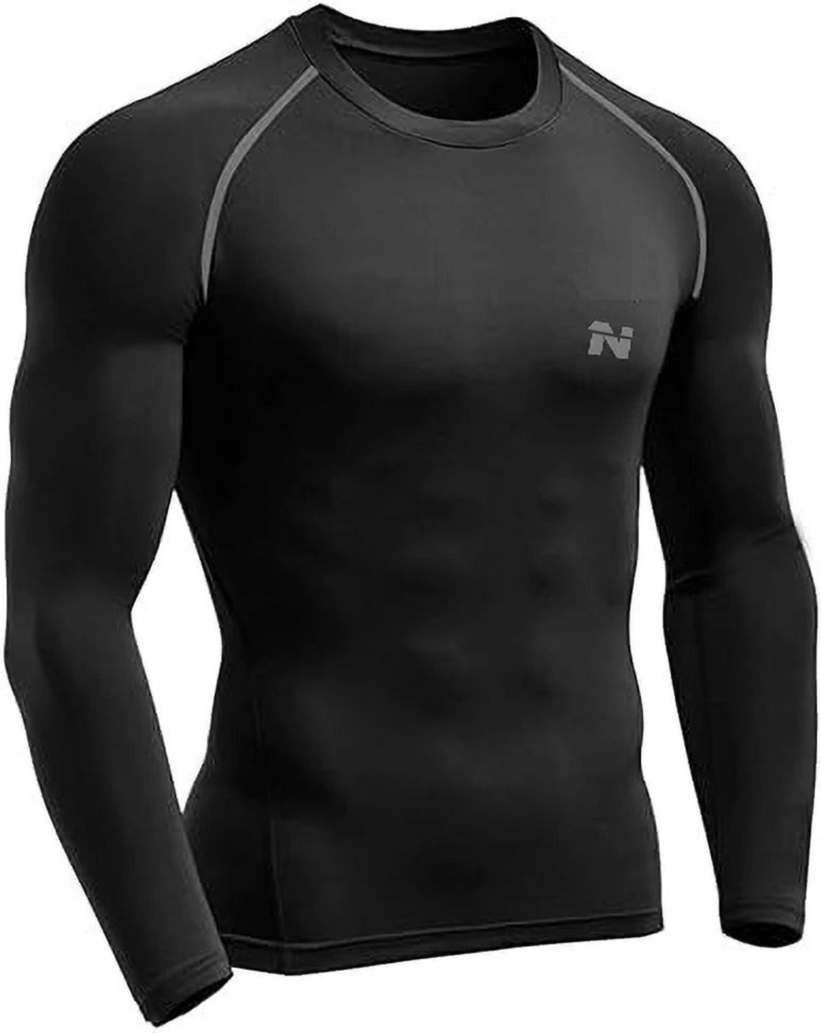 Image of NINQ Men Solid Round Neck Nylon Black T-Shirt