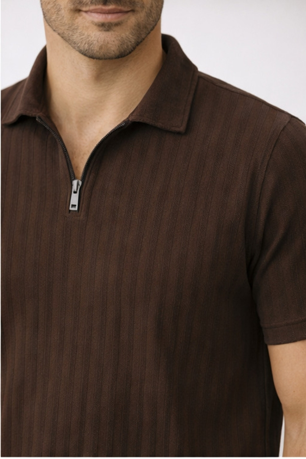 Image of Roadster Men Solid Polo Neck Polycotton Brown T-Shirt