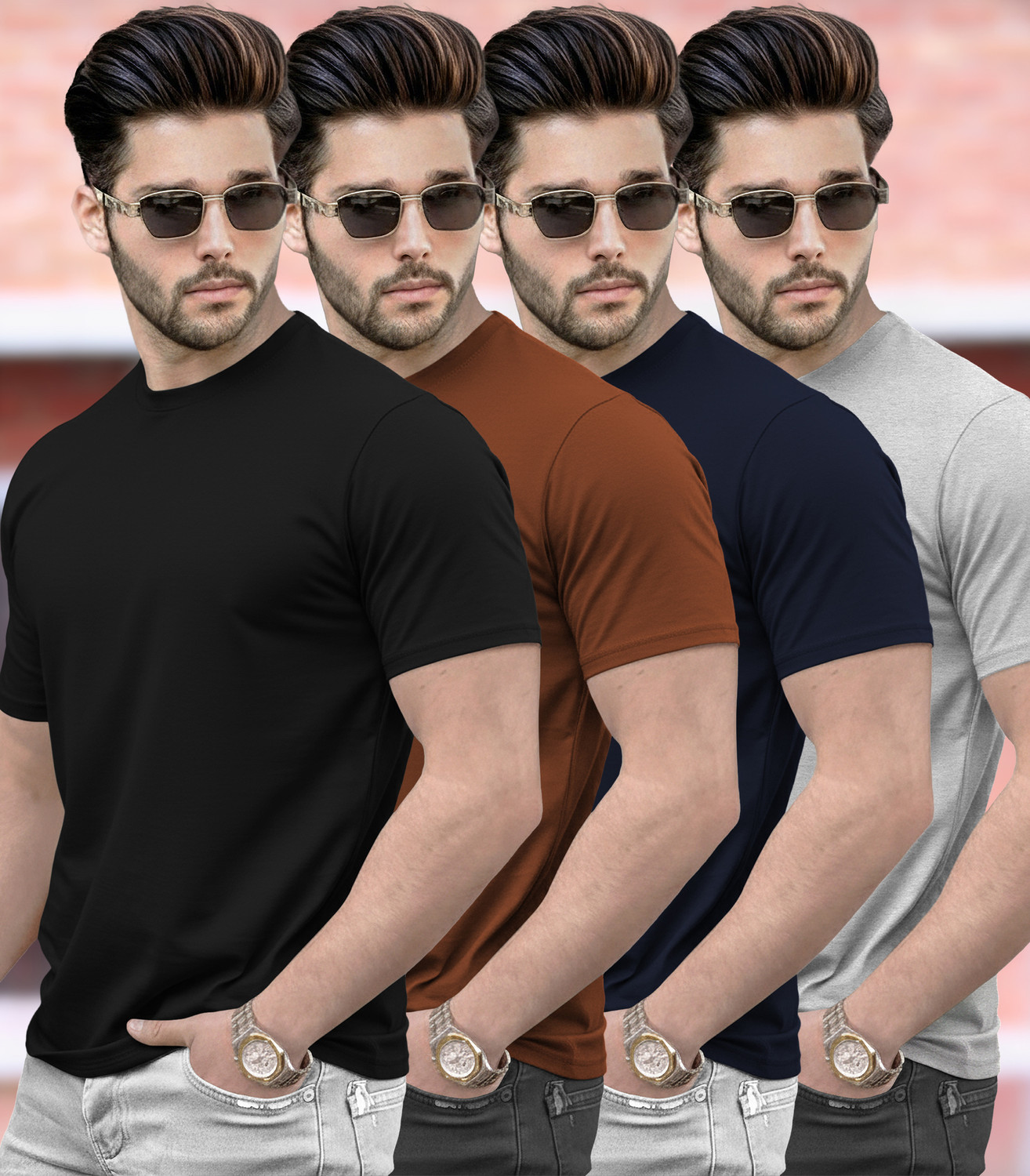 TRIPR Men's Multicolor Round Neck T-Shirt - Image 1