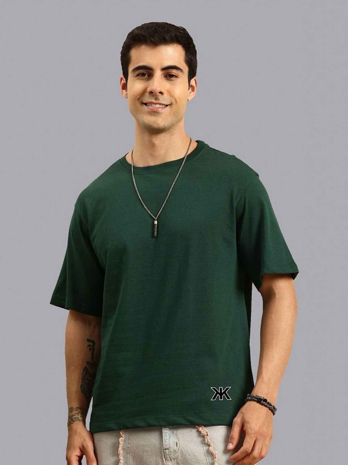 Image of Kook N Keech Men Solid Round Neck Pure Cotton Brown T-Shirt