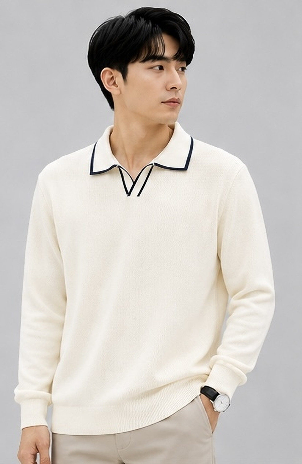Flexora Men V Neck White Cotton Blend T-Shirt - Image 1