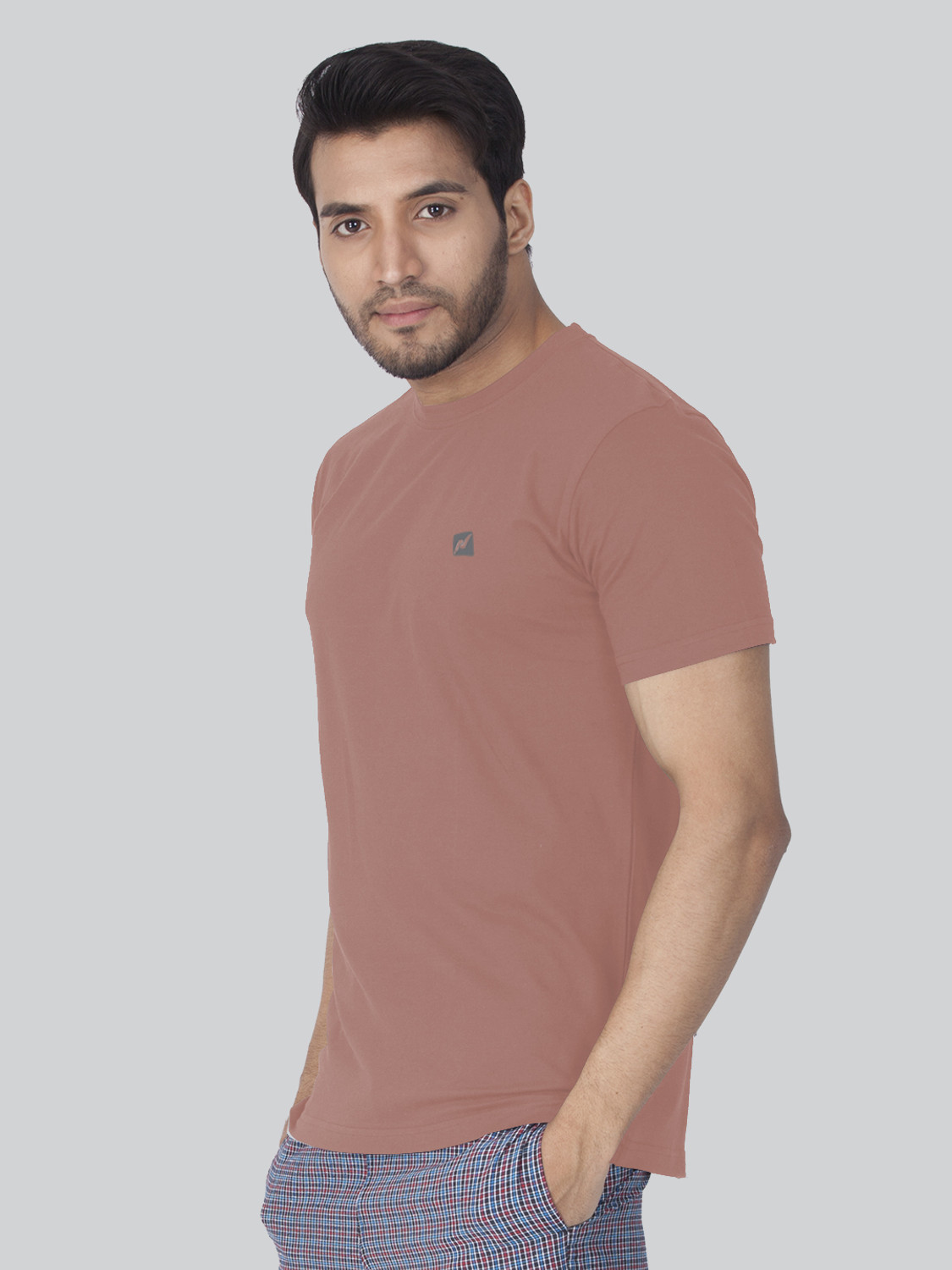 Image of Lux Nitro Pack of 2 Men Solid Round Neck Pure Cotton Multicolor T-Shirt