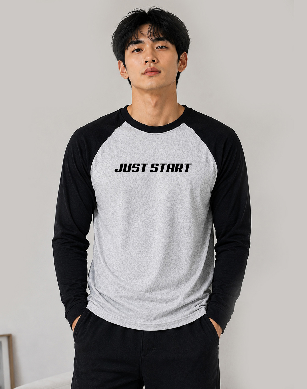 JUST START Grey, Black Men Round Neck T-Shirt - Image 4