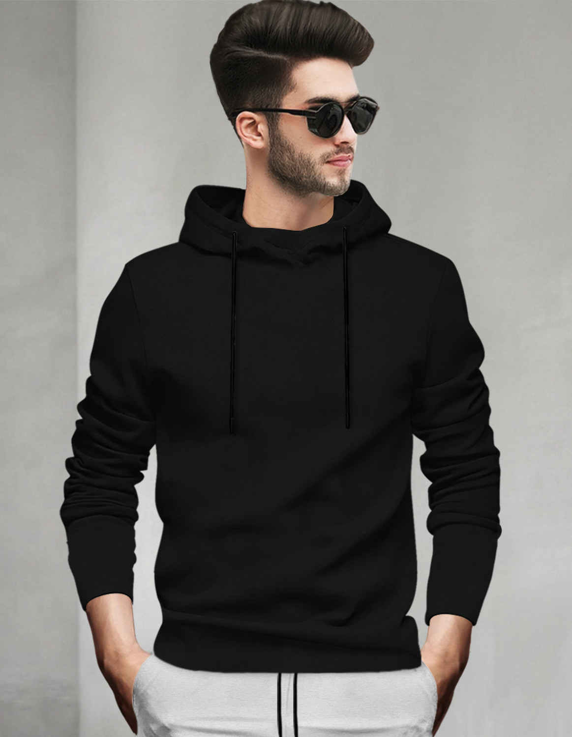 SPECTATOR Men Black Hooded Neck Cotton Blend T-Shirt - Image 1