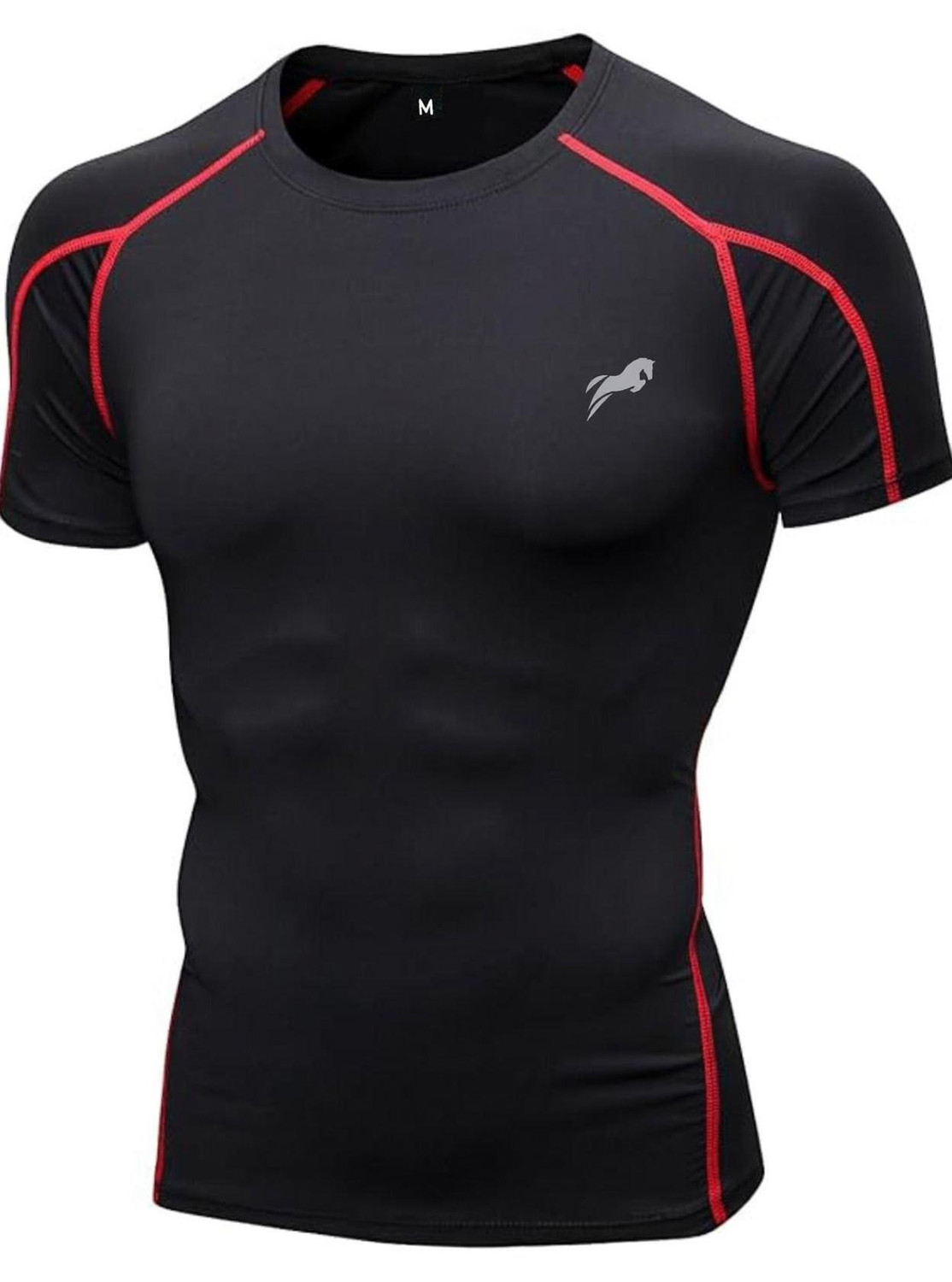 Just Rider Black, Red Men's Round Neck T-Shirt - Image 5