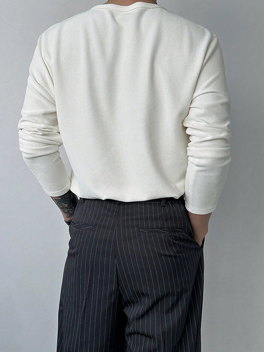 Image of The Modern Soul Men Solid Henley Neck Cotton Blend White T-Shirt