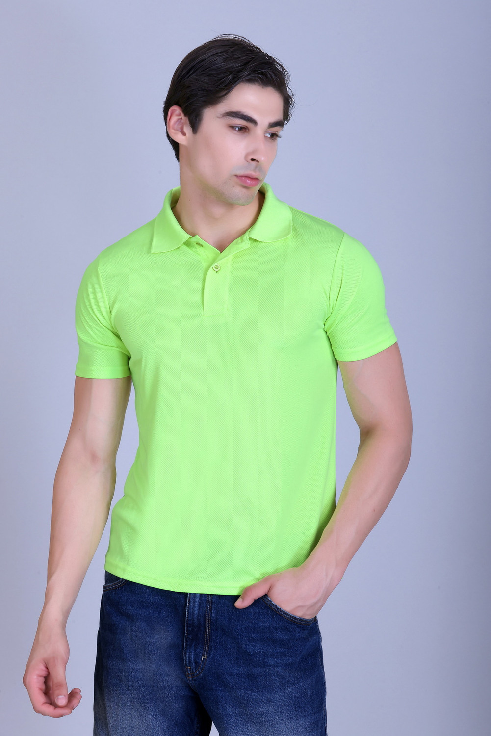 Image of Jump Cuts Men Printed Polo Neck Cotton Blend Beige T-Shirt