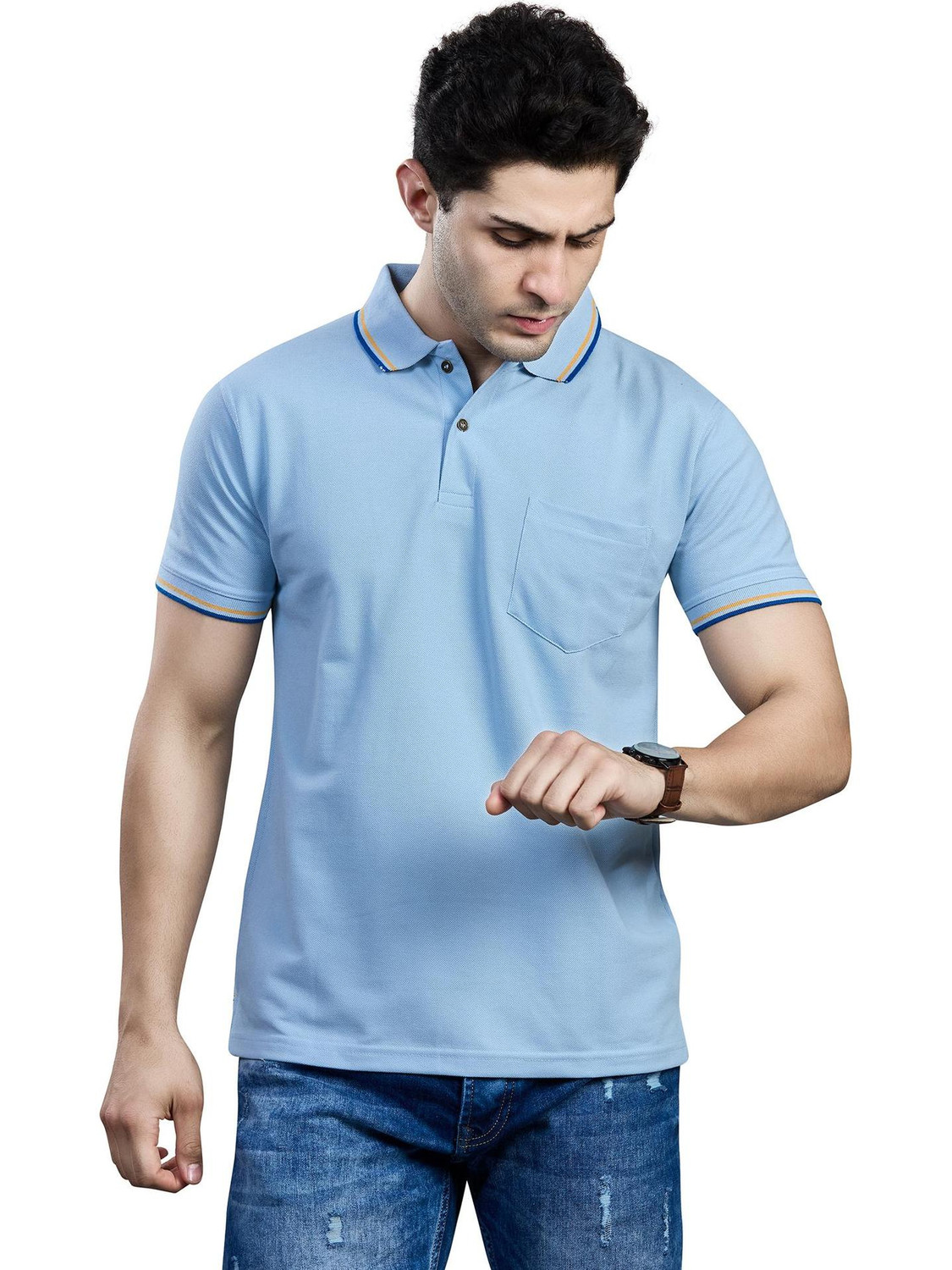 Image of TTFE Pack of 3 Men Solid Round Neck Polyester Black, Navy Blue, Grey T-Shirt